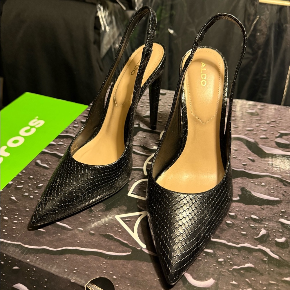 Aldo Black Slingback Heels